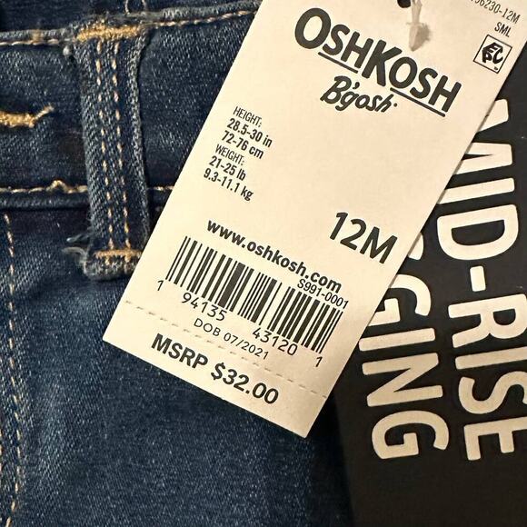 NWT OshKosh Baby Heart Print Jeans Medium Wash 12Mo - Picture 3 of 4